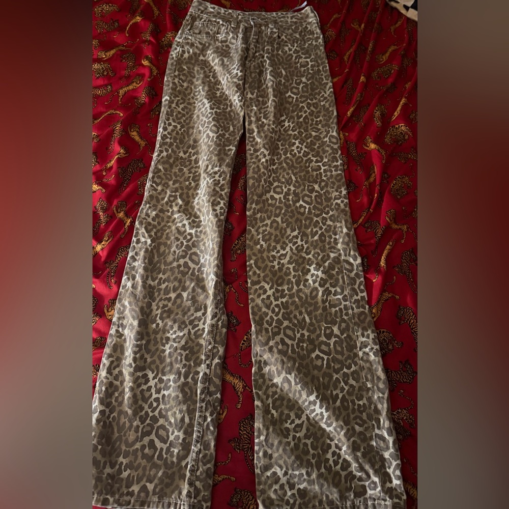 Zara Beige Animal Print Trousers